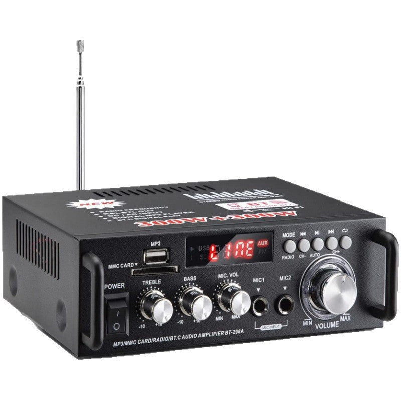 BT-298A小型功放机 插卡U盘收音12V220V蓝牙功放