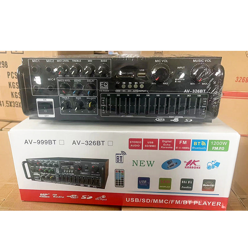 High-power home power amplifier 12v220v Bluetooth eq equalizer car outdoor karaoke dual-purpose power amplifier