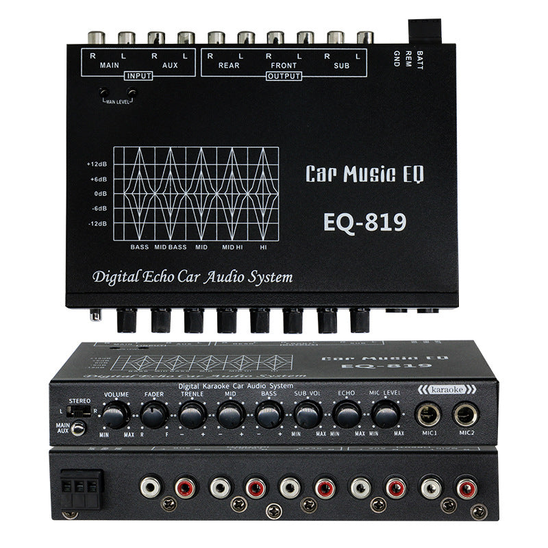 EQ-819Car Equalizer Amplifier with Microphone Input and External Audio Input Sensitivity Adjustment