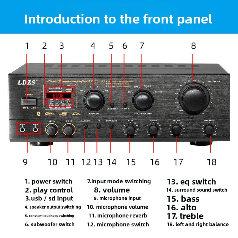 Home High-Power Heavy Bass Bluetooth Stage Speaker AmplifierHiFiSound Quality