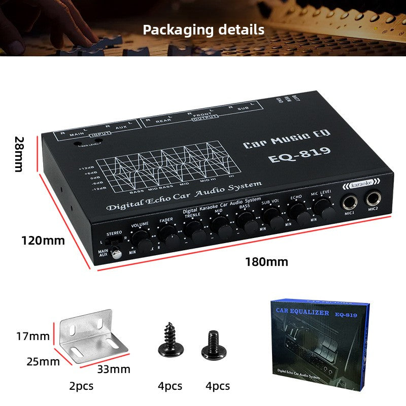 EQ-819Car Equalizer Amplifier with Microphone Input and External Audio Input Sensitivity Adjustment
